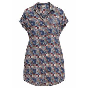 Easel Boho Shirt Dress Women Size M Patchwork Button Up Collared Tunic Colorful